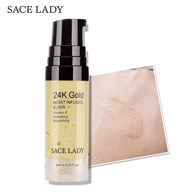 SACE LADY 24K Gold Elixir Oil Facial Makeup Primer Serum Professional Moisturizing Cosmetics Face Primer Base Maquiagem TSLM1