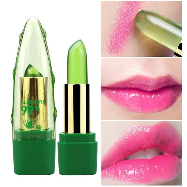 Organic Aloe Vera Natural Temperature Change Color Jelly Lipstick Long Lasting Moistourizing Lip Makeup Tint Balm