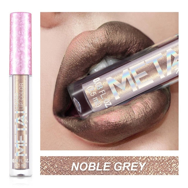 Long Lasting Lip Liquid Matte Metallic Glitter Lipstick Lip Gloss Makeup 12Color