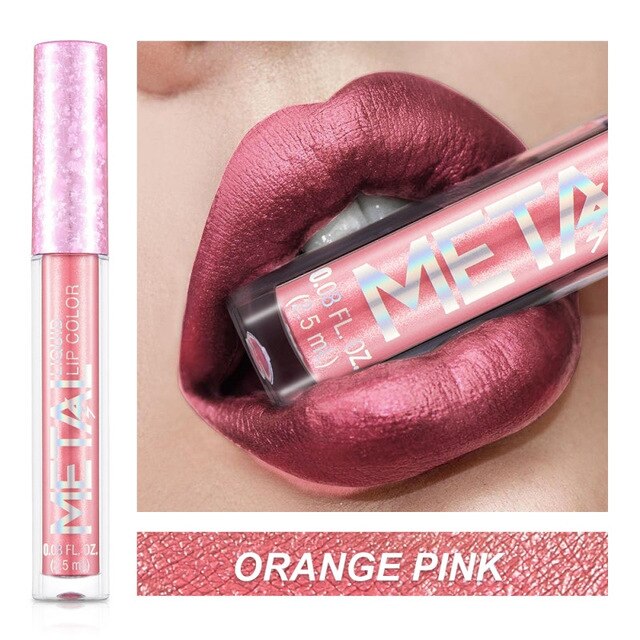 Long Lasting Lip Liquid Matte Metallic Glitter Lipstick Lip Gloss Makeup 12Color
