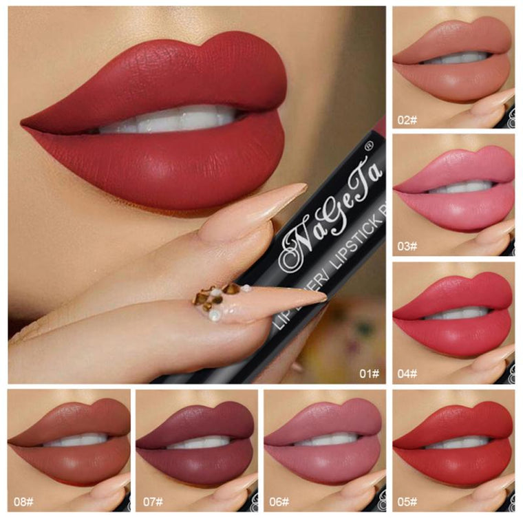 12 Colors Double Lipstick Pen Waterproof Nude Semi Matte Lip Gloss  Lip Balm Sexy Red Lip Tint Women Makeup Gift TSLM2