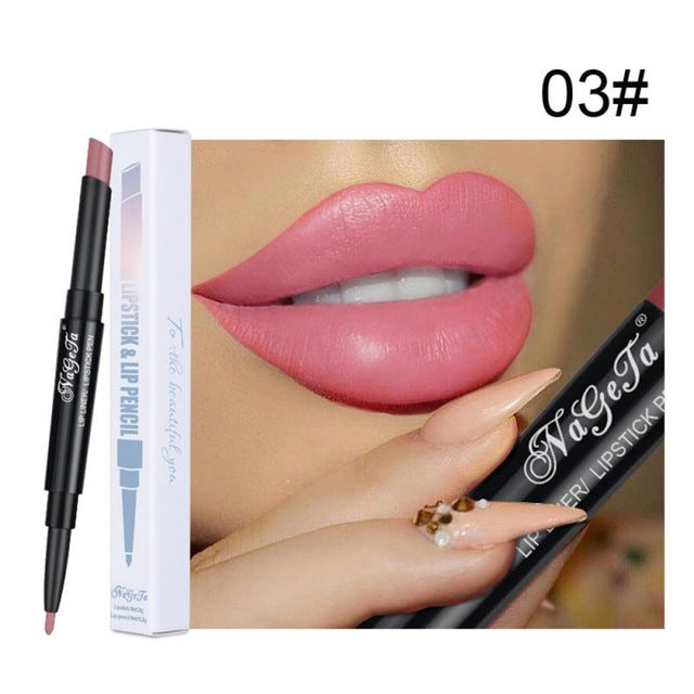 12 Colors Double Lipstick Pen Waterproof Nude Semi Matte Lip Gloss  Lip Balm Sexy Red Lip Tint Women Makeup Gift TSLM2