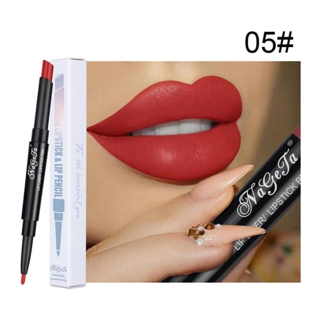 12 Colors Double Lipstick Pen Waterproof Nude Semi Matte Lip Gloss  Lip Balm Sexy Red Lip Tint Women Makeup Gift TSLM2