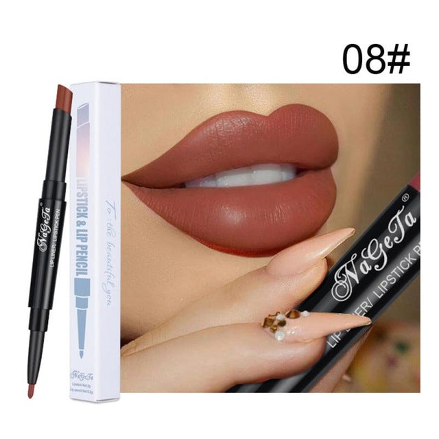 12 Colors Double Lipstick Pen Waterproof Nude Semi Matte Lip Gloss  Lip Balm Sexy Red Lip Tint Women Makeup Gift TSLM2