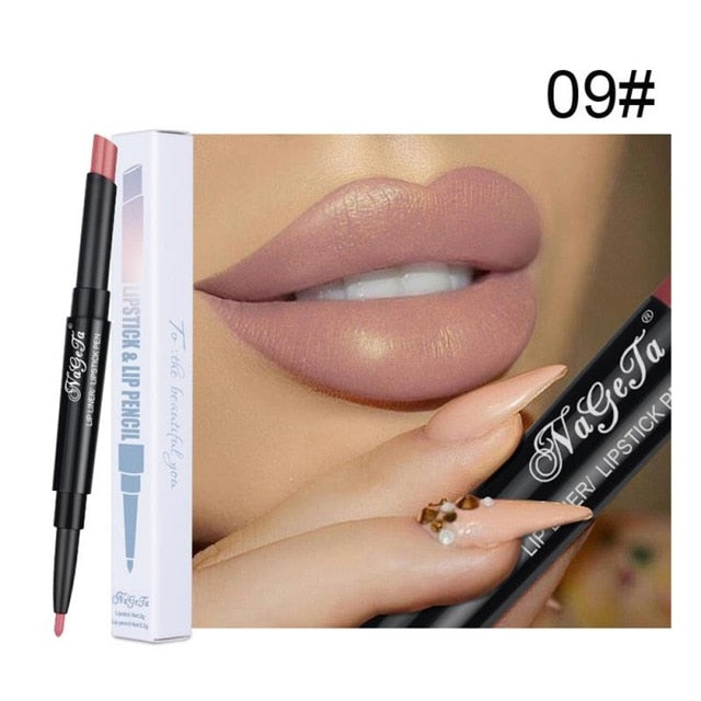 12 Colors Double Lipstick Pen Waterproof Nude Semi Matte Lip Gloss  Lip Balm Sexy Red Lip Tint Women Makeup Gift TSLM2