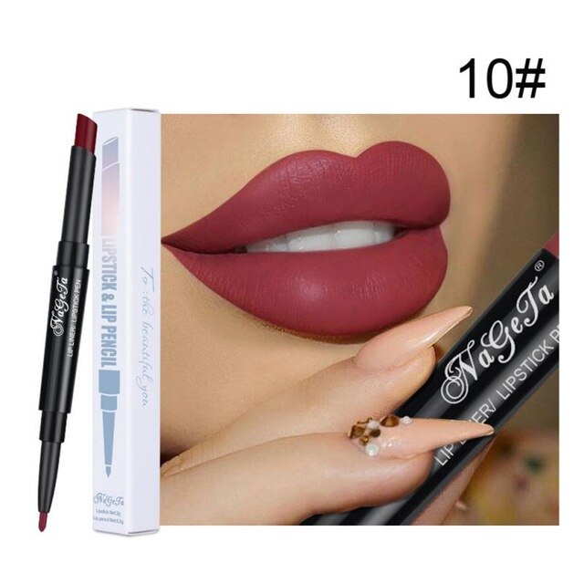 12 Colors Double Lipstick Pen Waterproof Nude Semi Matte Lip Gloss  Lip Balm Sexy Red Lip Tint Women Makeup Gift TSLM2
