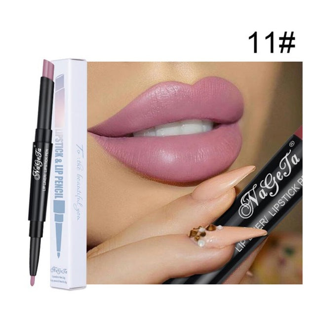 12 Colors Double Lipstick Pen Waterproof Nude Semi Matte Lip Gloss  Lip Balm Sexy Red Lip Tint Women Makeup Gift TSLM2