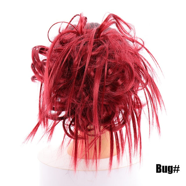 LUPU Synthetic Chignon Messy Scrunchie Elastic Band Hair Bun Straight Updo Hairpiece High Temperture Fiber Natural Fake Hair