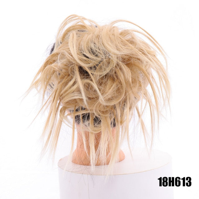 LUPU Synthetic Chignon Messy Scrunchie Elastic Band Hair Bun Straight Updo Hairpiece High Temperture Fiber Natural Fake Hair