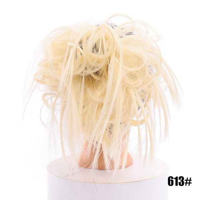 LUPU Synthetic Chignon Messy Scrunchie Elastic Band Hair Bun Straight Updo Hairpiece High Temperture Fiber Natural Fake Hair
