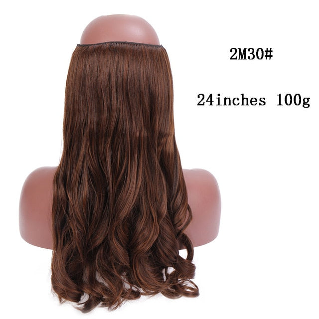 SHANGKE No Clips In Straight Hair Extensions Invisible Ombre Bayalage Synthetic Natural Flip Hidden Secret Wire Crown Grey Pink