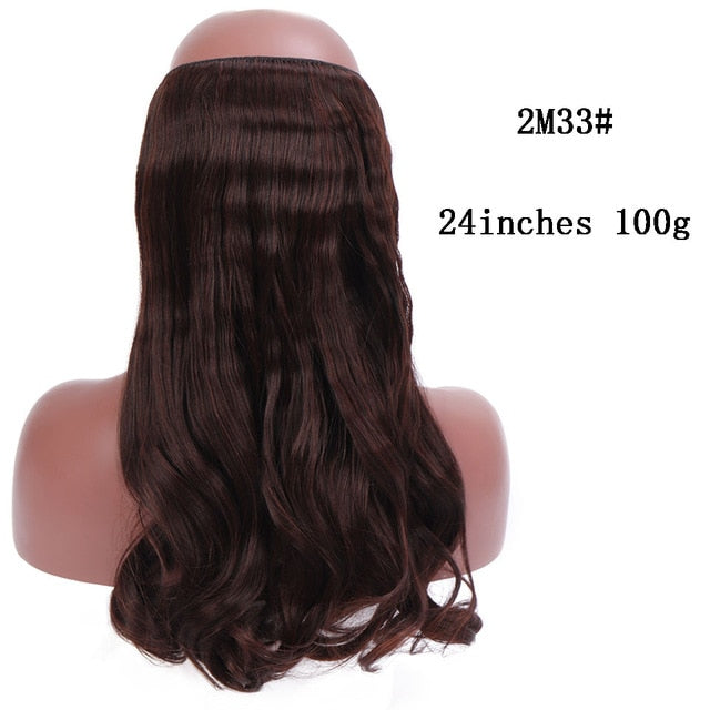 SHANGKE No Clips In Straight Hair Extensions Invisible Ombre Bayalage Synthetic Natural Flip Hidden Secret Wire Crown Grey Pink