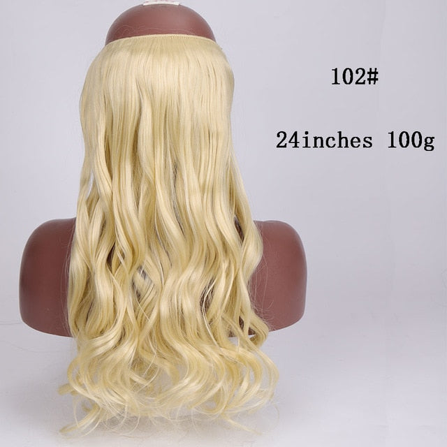 SHANGKE No Clips In Straight Hair Extensions Invisible Ombre Bayalage Synthetic Natural Flip Hidden Secret Wire Crown Grey Pink