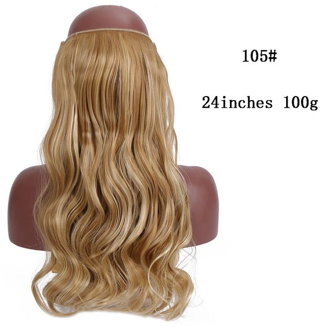 SHANGKE No Clips In Straight Hair Extensions Invisible Ombre Bayalage Synthetic Natural Flip Hidden Secret Wire Crown Grey Pink