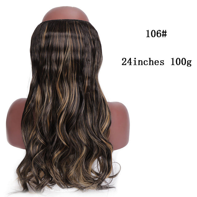 SHANGKE No Clips In Straight Hair Extensions Invisible Ombre Bayalage Synthetic Natural Flip Hidden Secret Wire Crown Grey Pink