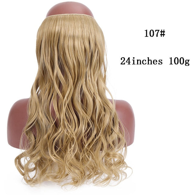 SHANGKE No Clips In Straight Hair Extensions Invisible Ombre Bayalage Synthetic Natural Flip Hidden Secret Wire Crown Grey Pink