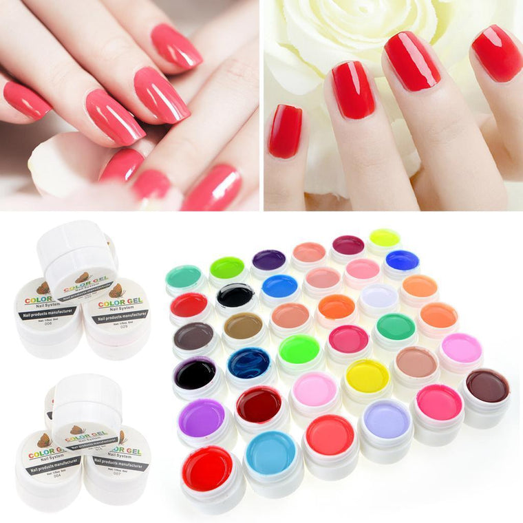 36 Pots/Set Pure Color Decor UV Gel Color For Nail Art Tips Extension Nail Gel French Manicure Bio Gel for Nail Makeup Sets