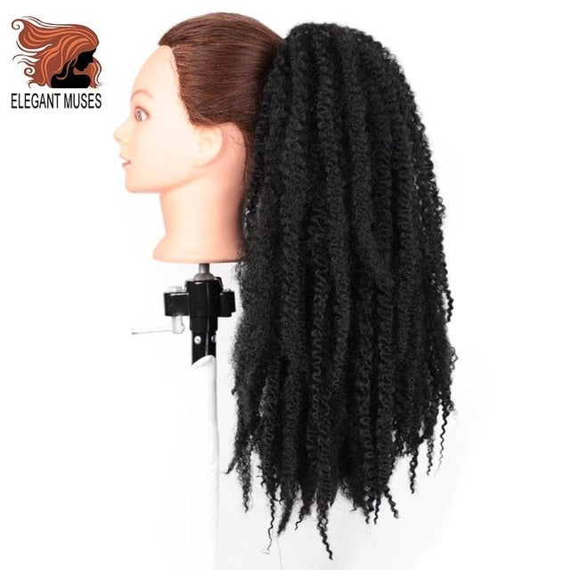 Afro Puff Marley Braids Hair Afro Kinky Straight ponytail organic hairpiece Synthetic Crochet Braids Hair Extensions Bulk frizzy