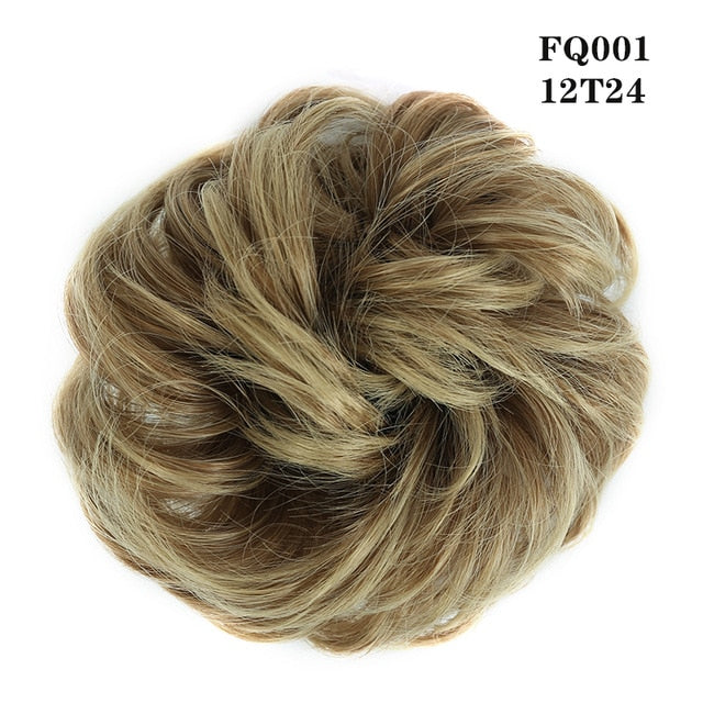 LUPU Synthetic Chignon Messy Scrunchie Elastic Band Hair Bun Straight Updo Hairpiece High Temperture Fiber Natural Fake Hair