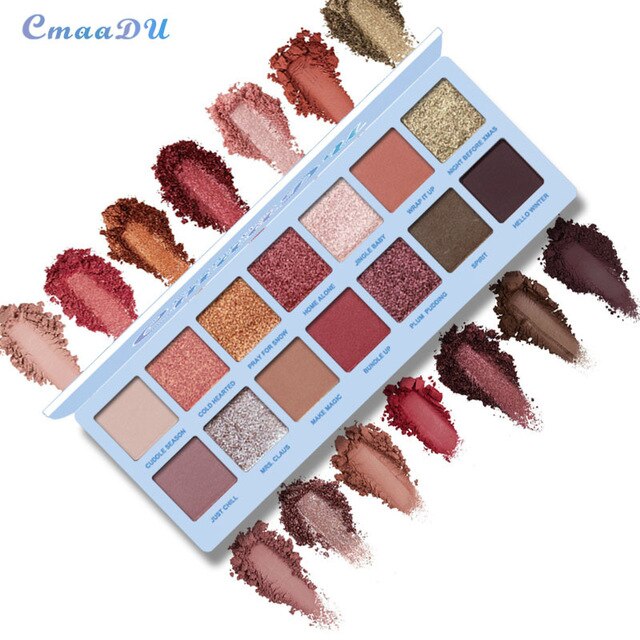 CmaaDu Fashion 14Colors Nude Shining Eyeshadow Palette Makeup Glitter Pigment Smoky EyeShadow Pallete Waterproof Cosmetics TSLM1