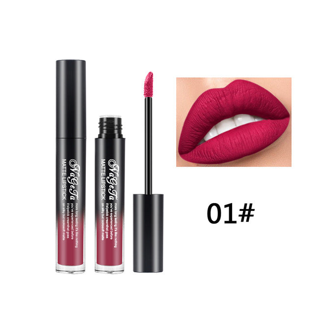 Lipstick 24 Colors Non-Stick Cup Matte Lip Gloss Sexy Lady Long Lasting Moisturizing Makeup Lipgloss Liquid Drop ship TSLM1