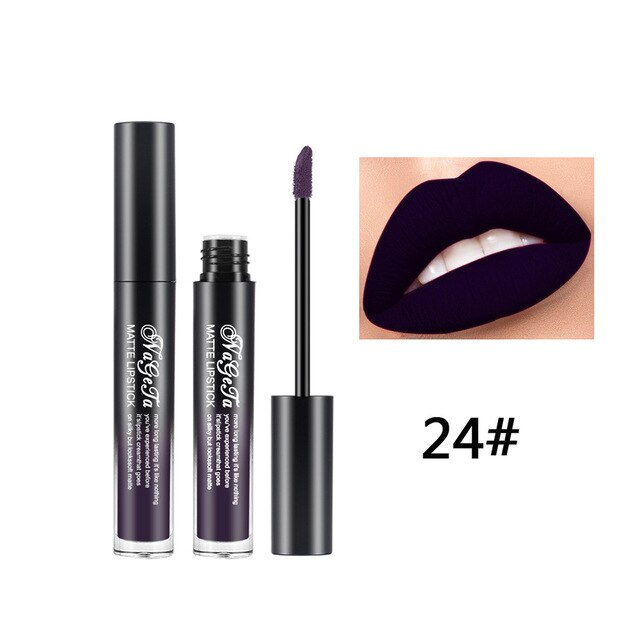Lipstick 24 Colors Non-Stick Cup Matte Lip Gloss Sexy Lady Long Lasting Moisturizing Makeup Lipgloss Liquid Drop ship TSLM1