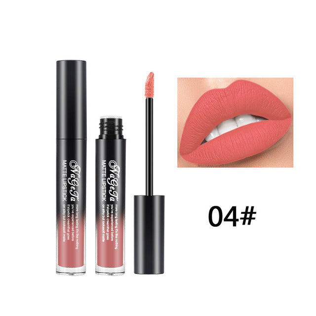 Lipstick 24 Colors Non-Stick Cup Matte Lip Gloss Sexy Lady Long Lasting Moisturizing Makeup Lipgloss Liquid Drop ship TSLM1