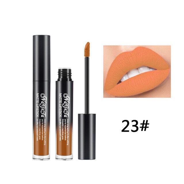 Lipstick 24 Colors Non-Stick Cup Matte Lip Gloss Sexy Lady Long Lasting Moisturizing Makeup Lipgloss Liquid Drop ship TSLM1